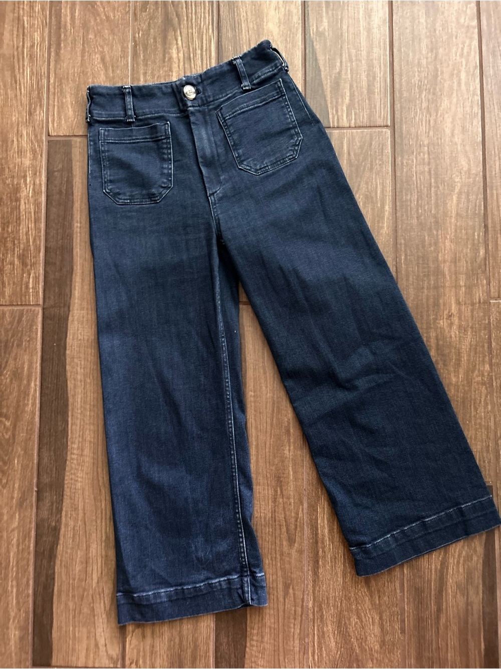 Anthropologie Maeve The Colette Cropped Wide-leg Jeans in Dark Wash Sz 27 - Picture 2 of 6